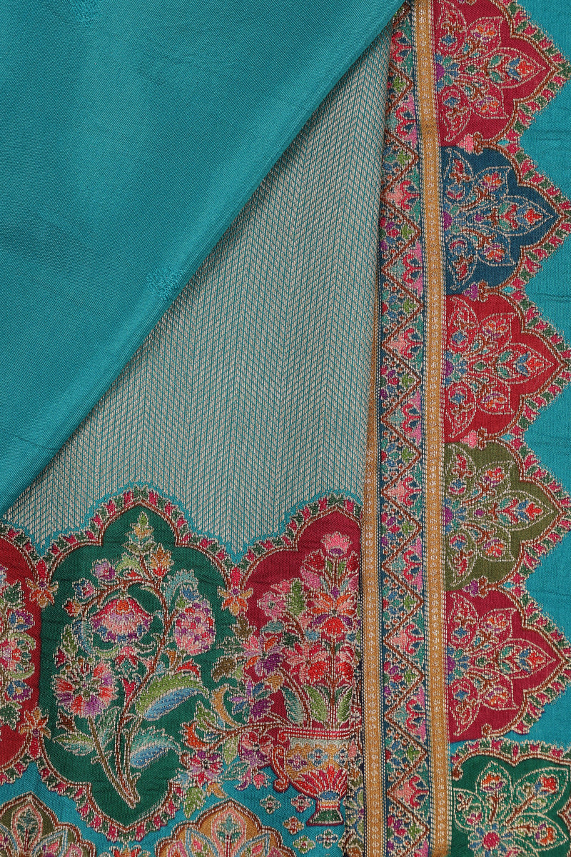 Banarasi Semi Tissue Silk Saree - Sky Blue Tissue Saree Border