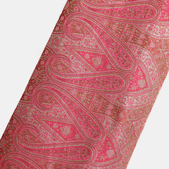 Pure Banarasi Jamdani Fabric – Water Zari, Red & Pink   (1 Meter)
