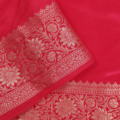 Glass Tisue Saree - Red with Multicolor Floral Weave