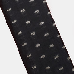 Pure Banarasi Raw Silk Fabric – Gold Zari Butta, Black (1 Meter)