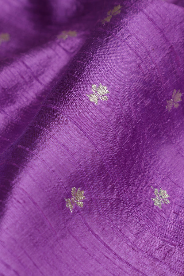 Pure Raw Silk Fabric – Gold Zari Butties, Light Purple ( 1 Meter)