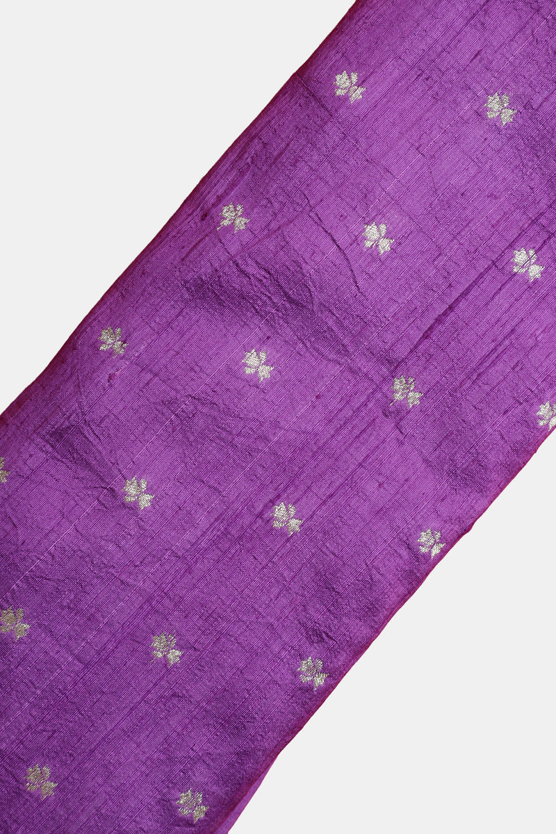 Pure Raw Silk Fabric – Gold Zari Butties, Light Purple ( 1 Meter)