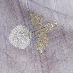 Pure Silk Fabric – Silver & Gold Zari Butties, Grey ( 1 Meter)