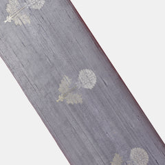 Pure Silk Fabric – Silver & Gold Zari Butties, Grey ( 1 Meter)