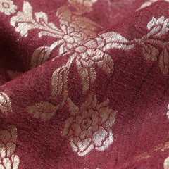 Pure Raw Silk Fabric – Gold Zari Jaal, Chocolate Brown ( 1 Meter)